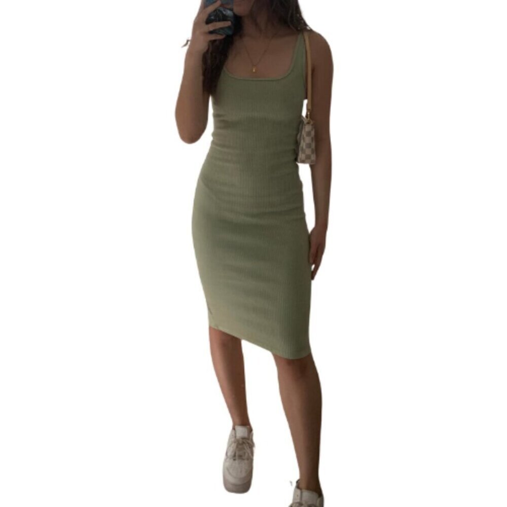 Aritzia Wilfred Free Womens XXS Midi Ribbed Scoop Neck Dress